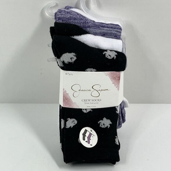 Halloween Jessica Simpson Crew Socks 4-Pair Shoe Size 4-10 - Picture 1 of 8